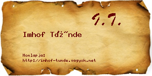 Imhof Tünde névjegykártya